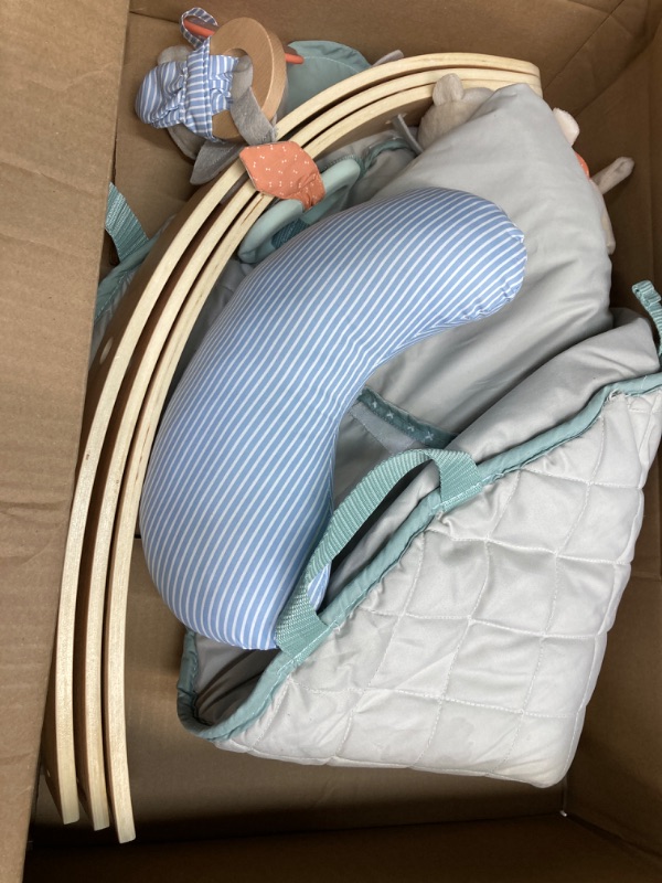 Photo 1 of Ingenuity Cozy Spot Reversible Duvet Activity Gym & Play Mat with Wooden Toy bar - Loamy, Newborn and up