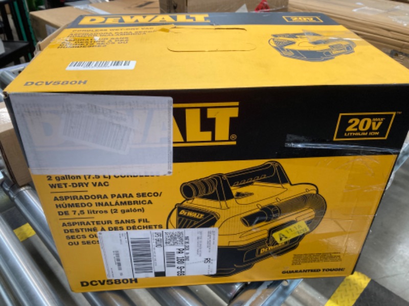 Photo 3 of **PARTS ONLY**DEWALT 20V MAX Cordless Wet-Dry Vacuum, Tool Only (DCV580H),Black, Yellow, 17.10 Inch x 12.80 Inch x 12.30 Inch