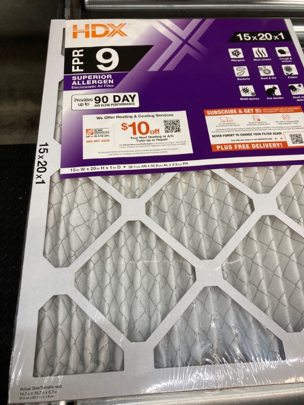 Photo 2 of 15 in. x 20 in. x 1 in. Superior Pleated Air Filter FPR 9