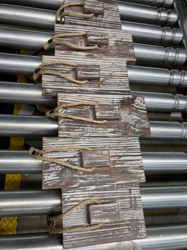 Photo 1 of MyGift Wall Mounted Coat Rack, Rustic Nautical-Style Wall-Mounted Torched Wood Coat Rack with 6 Rope and Matte Black Metal Hooks Torched Brown