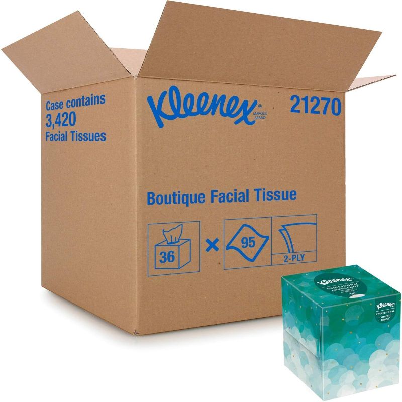 Photo 1 of 
KLEENEX Facial Tissue in Boutique Pop-Up Box, 95/Box, 36 Boxes/Carton