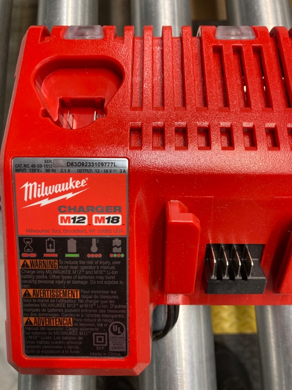 Photo 2 of Milwaukee 48-59-1808 M12 and M18 12 Volt/18 Volt Lithium-Ion Multi-Volatge Rapid Battery Charger (Non-Retail Packaging)