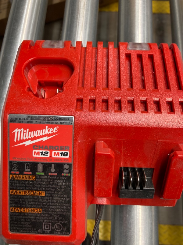 Photo 2 of Milwaukee 48-59-1808 M12 and M18 12 Volt/18 Volt Lithium-Ion Multi-Volatge Rapid Battery Charger (Non-Retail Packaging)