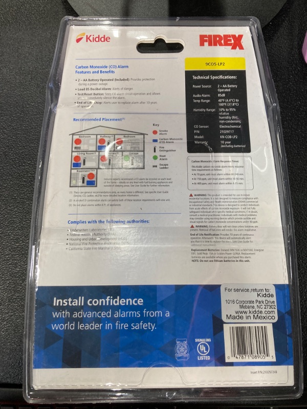 Photo 3 of Firex Carbon Monoxide Detector, Battery Operated, CO Detector