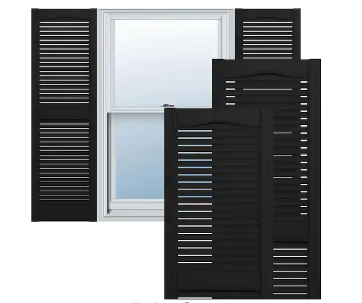 Photo 1 of  Louvered Vinyl Exterior Shutters Pair in Black