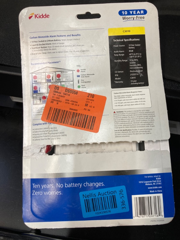 Photo 1 of 10 Year Worry-Free Sealed-In Lithium Battery Carbon Monoxide Detector