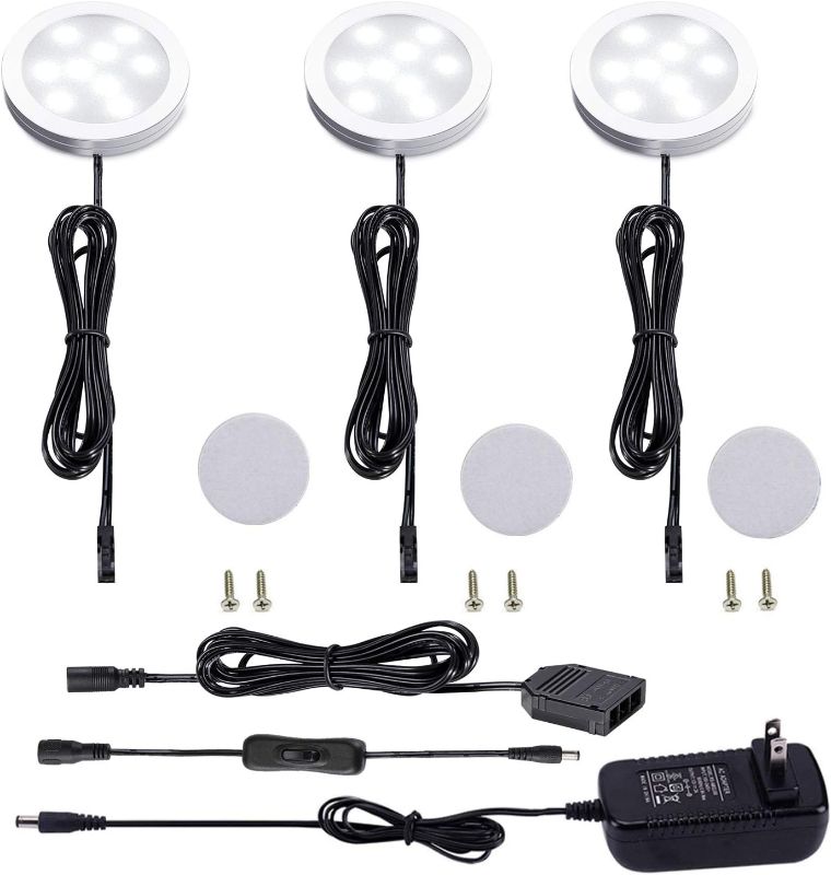 Photo 1 of Commercial Electric 3-Pack Led White Color Changing Puck Light Kit