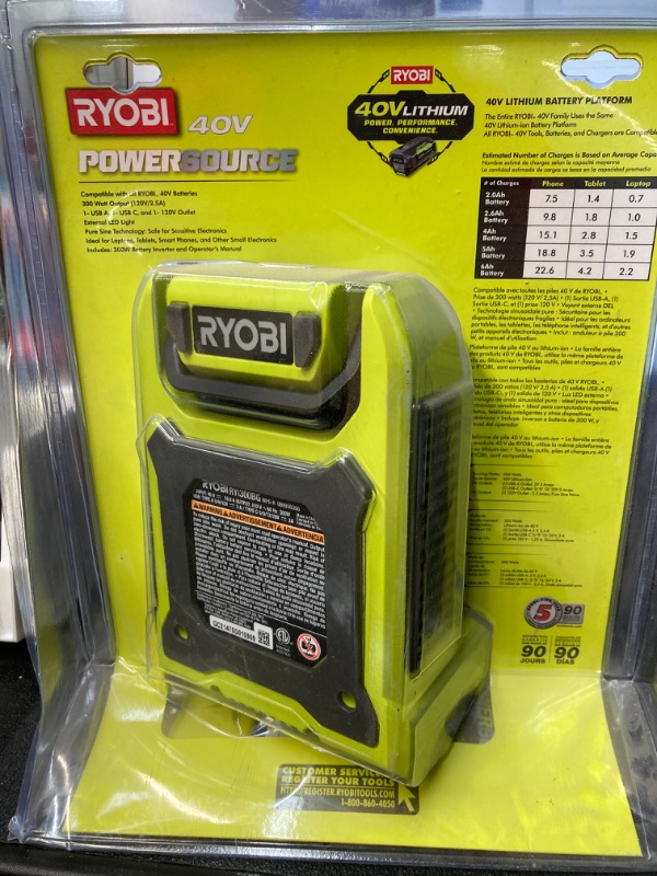 Photo 3 of RYOBI RYi300BG 300-Watt Powered Inverter for 40-Volt Battery