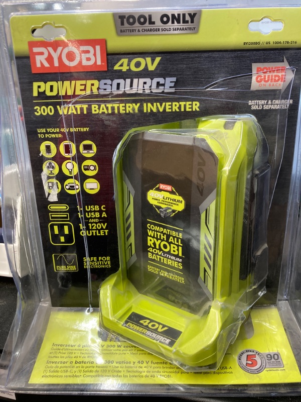 Photo 2 of RYOBI RYi300BG 300-Watt Powered Inverter for 40-Volt Battery