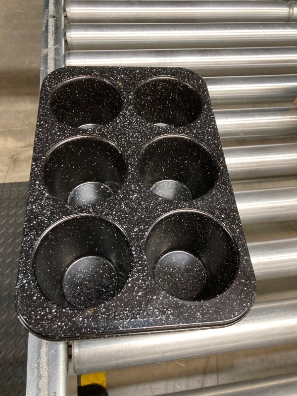 Photo 2 of Monfish Jumbo Deep muffin pan 6 Cup black granite finish extra large cupcake tin carbon steel baking pan