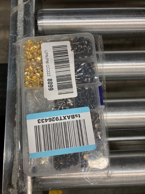 Photo 1 of 480 Sets Rivets for Leather, Leather Rivet Kit, 4 Colors 3 Sizes Leather Rivets and Snaps for Leather Crafts, Clothes, Shoes, Leather Boots, Bags, Decoration (Gold, Silver, Bronze and Gunmetal)