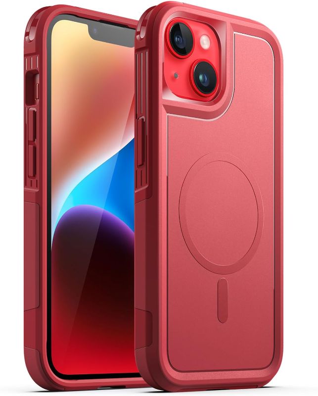 Photo 1 of JETech Case for iPhone 14 Plus 6.7-Inch Compatible with MagSafe, Heavy Duty Dual-Layer Rugged Protection, Shockproof Protective Tough Phone Magnetic Cover (Red) https://a.co/d/1V3u9bK