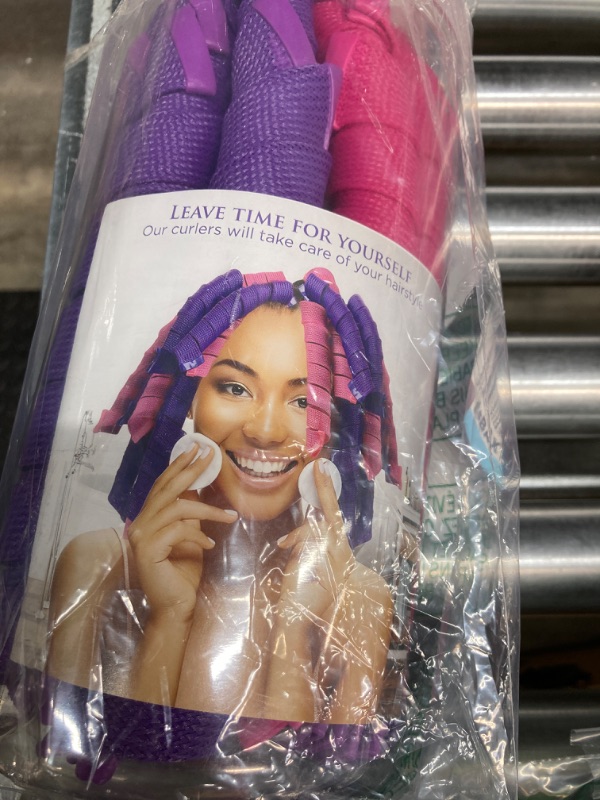 Photo 1 of 50 Pcs Heatless Spiral Hair Curlers 22inch Magic No Heat Hair Curls For Long Hair 6Pcs Styling Hooks DIY Hair Rollers Set?purple-rosered? purple--rosered