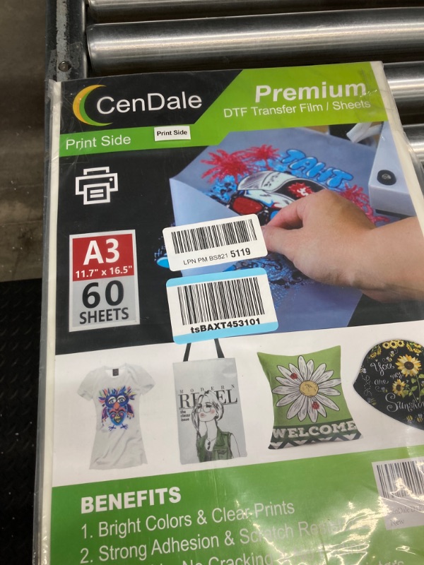 Photo 2 of CenDale DTF Transfer Film - A3 (11.7" x 16.5") 60 Sheets Double-Sided Matte Clear PreTreat Sheets- PET Film Sheets DTF for DIY Direct Print on T-Shirts Textile A3-60 Sheets