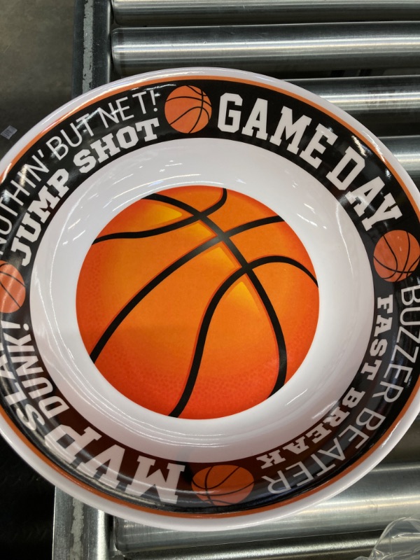 Photo 2 of Amscan Nothin' But Basketball Melamine Bowl, 13" - 1 Count | Themed Dishware for Sports Fans and Home Entertaining