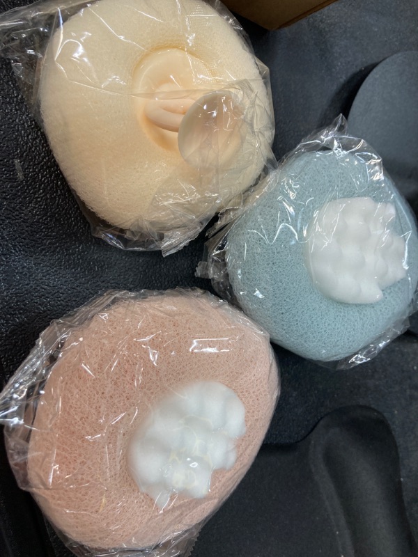 Photo 2 of 3 Pack Bath Body Brush, Exfoliating Body Scrubber, Bath Sponge Brush to Scrub The Body and Enjoy The Shower(White, Pink & Blue)