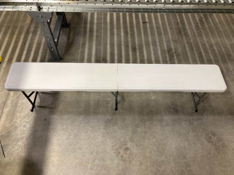 Photo 3 of 6 feet Plastic Folding Bench - Portable Bench Used for Indoor, Outdoor, Picnic, Party, Camping, Dining Seat, Garden Soccer Multipurpose Entertaining Activities, White (1 Pack)