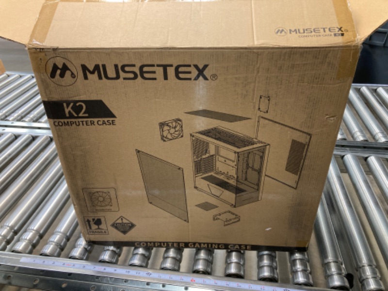 Photo 7 of MUSETEX PC CASE E-ATX Pre-Install 4 PWM ARGB Fans & 2 Side Fans, Type-C Mid Tower Computer Case with Full View Dual Tempered Glass, Gaming PC Case,Black(K2)