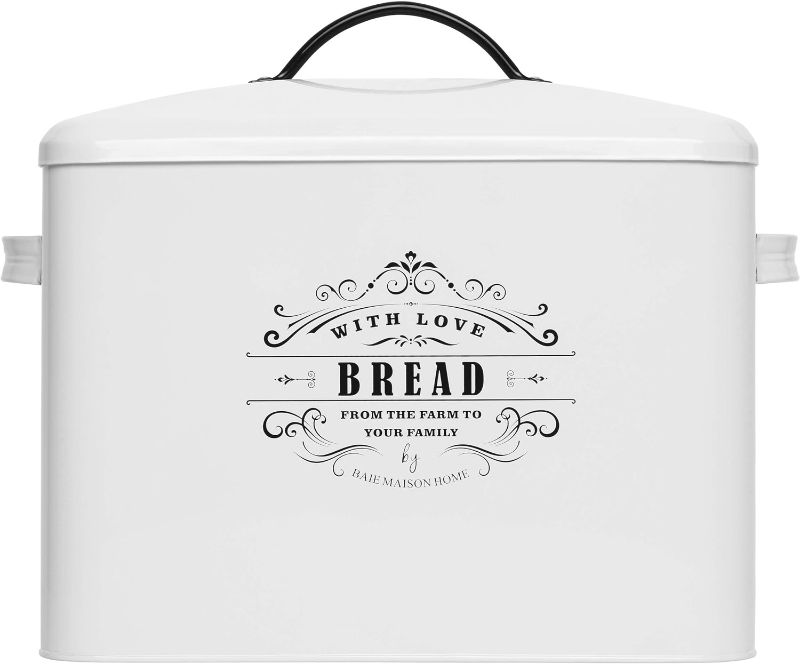 Photo 1 of Baie Maison White Farmhouse Bread Box & Canister Set (Bread Box & Canister Set)