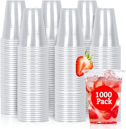 Photo 1 of Clear Plastic Cups 1000 Pack, 12 OZ Drinking Cups Bulk, 12 Ounce Plastic Cups for Ice Cream, Drinking Cups for Wedding,Party, Picnic, BBQ - 1000 Cups - (12 OZ Cups)
