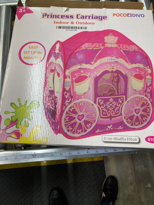 Photo 3 of POCO DIVO Princess Carriage Cinderella Wagon Pop-up Play Tent Girls Pretend Playhouse Pink