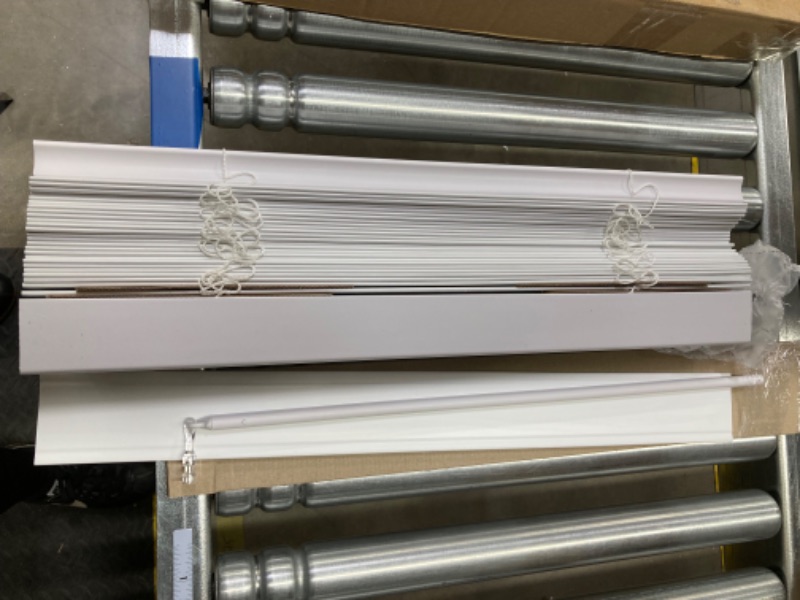 Photo 1 of ARLO BLINDS Faux Wood Blinds with Crown Valance - 34.625" W x 36" H, White Cordless 2 Inch Horizontal Blinds - for Bedroom, Bathroom, Living Room, Glass Door Interior Windows