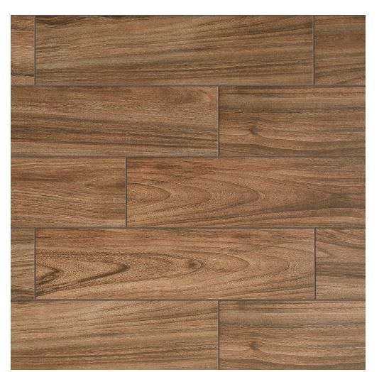 Photo 1 of Baker Wood 6 in. x 24 in. Walnut Glazed Porcelain Floor and Wall Tile (0.97 sq. ft./Each)
