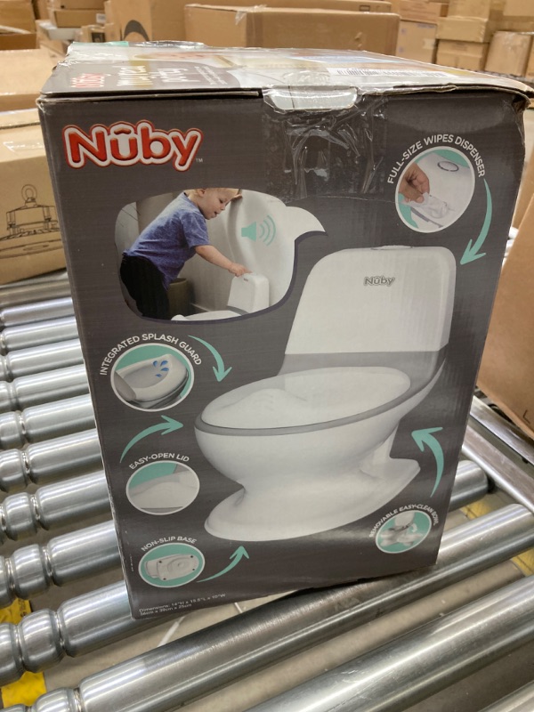 Photo 3 of Nuby My Real Potty Training Toilet with Life-Like Flush Button & Sound for Toddlers & Kids, White 1st Stage White