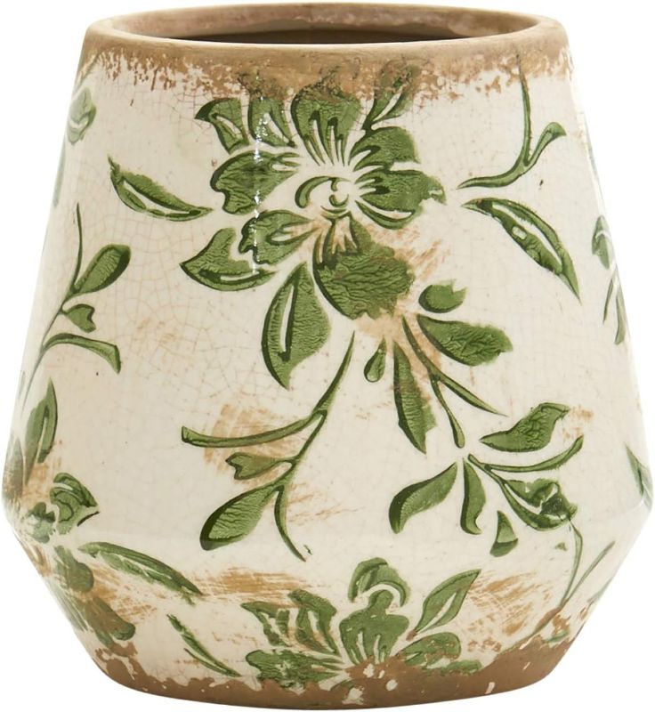 Photo 1 of 5.5in. Tuscan Ceramic Green Scroll Planter https://a.co/d/iB4ZZkV