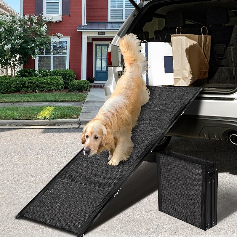 Photo 1 of 71”L*19.7”W Extra Wide & Long Dog Ramp for Car Truck SUV, Portable Folding Pet Ramps for Small Medium Large Dogs and Cats, Lightweight Aluminum Frame, Supports up to 155 Lbs