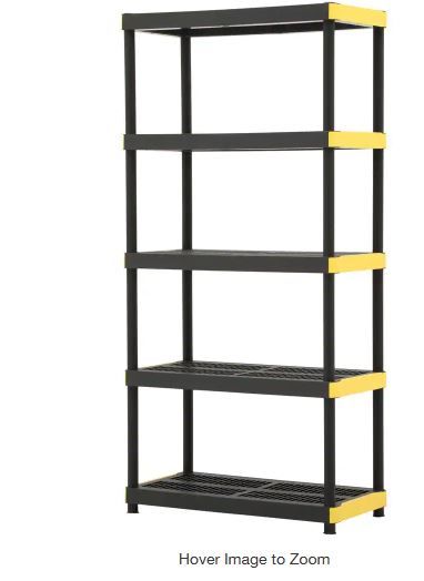 Photo 1 of 5-Tier Plastic Garage Storage Shelving Unit in Black (36 in. W x 74 in. H x 18 in. D)
