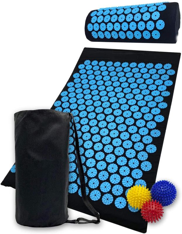 Photo 1 of Acupressure Mat and Pillow Set for Lower Back Pain Relief & Muscle Relaxation - Acupuncture Mattress + Spiky Ball Massage Set for Back, Neck &...
