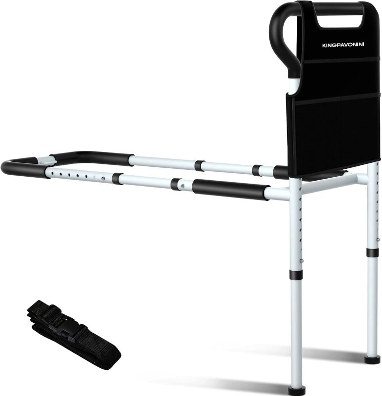 Photo 1 of Bed Rails for Elderly Adults Safety - Adjustable Bed Cane with Non-Slip Ergonomic Handle and Storage Pocket, Stable Bed Assist Rails for Seniors Hold up to...
