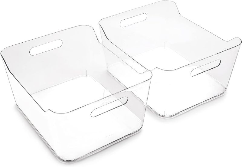 Photo 1 of BINO | Plastic Storage Bins, X-Large - 2 Pack, Clear | THE SOHO COLLECTION | Pantry Organizers and Storage Containers Fridge Organizer Bins Kitchen Cabinet...
