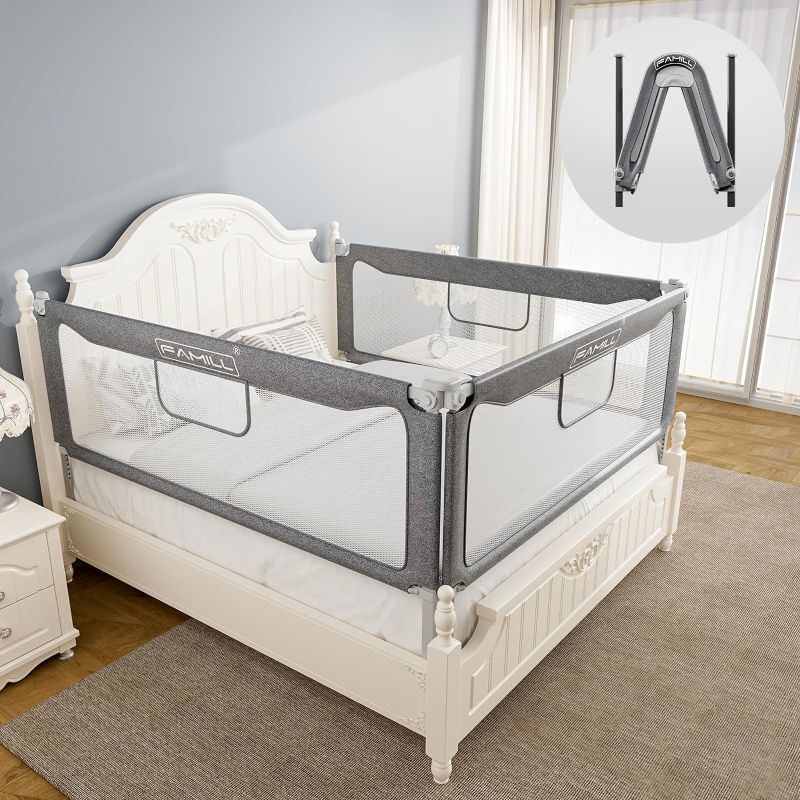 Photo 1 of Bed Rail for Toddlers, 2 Minutes Assembly Foldable Rails for Queen, King Size, Full Size, Twin Size, Bed Rail with U-Shape Base, Bed Rails for King Size Bed (Grey, 70.8", 1 Side) Grey 1Side 70.8in