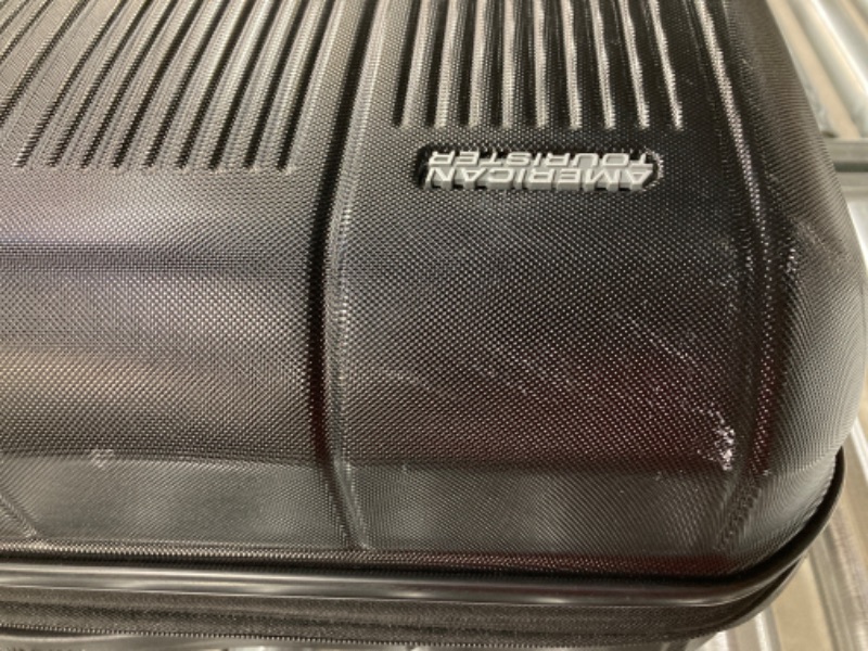Photo 1 of American Tourister Stratum 2.0 Expandable Hardside Luggage with Spinner Wheels, 24" SPINNER, Jet Black 24-Inch Checked-Medium Jet Black