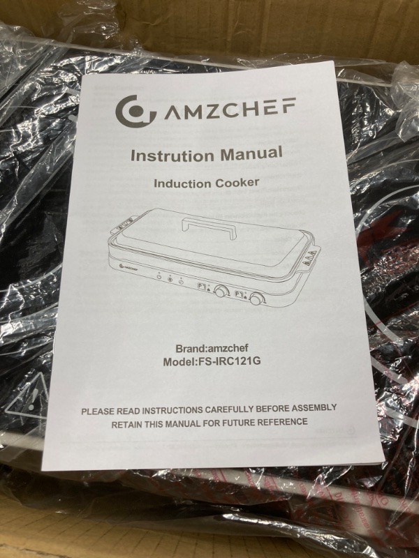 Photo 4 of AMZCHEF Double Induction Cooktop with Removable Iron Cast Griddle Pan Non-stick, 1800W 2 burner Portable Induction Stove With Sensor Touch 9 Power Levels, 99 Min Timer, suitable for Magnetic Cookware https://a.co/d/4JSJwYy