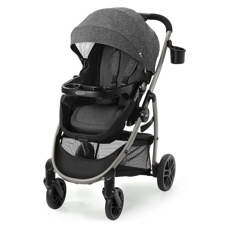 Photo 1 of Graco Modes Pramette Stroller, Baby Stroller with True Pram, 3 Modes from Car Seat Carrier to Toddler Stroller, Reversible Seat, One Hand Fold, Redmond