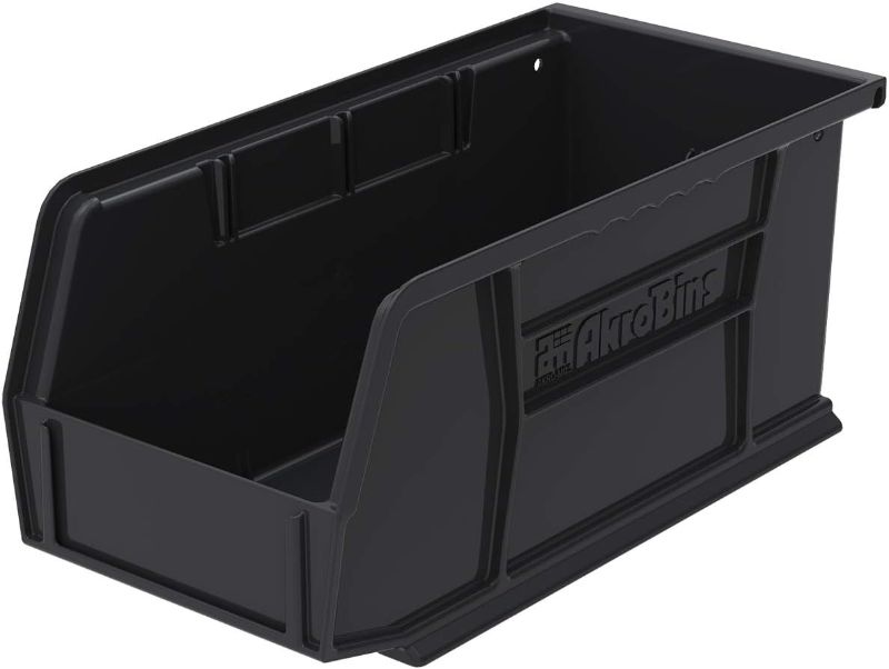 Photo 1 of Akro-Mils 30230 AkroBins Plastic Hanging Stackable Storage Organizer Bin, 11-Inch x 5-Inch x 5-Inch, Black, 12-Pack