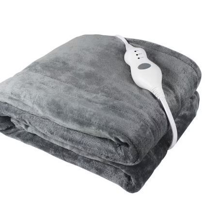 Photo 2 of 50 in. x 60 in. Grey Heated Throw Blanket
