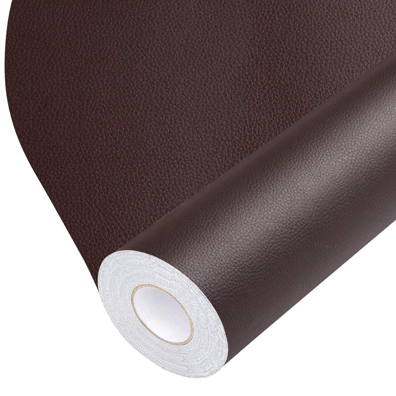 Photo 1 of BSZHTECH Leather Repair Tape, Self-Adhesive Leather Repair Patch for Couch Furniture Sofas Car Seats, Advanced PU Vinyl Leather Repair Kit (Dark Brown, 17X79 inch) Dark Brown 17X79IN