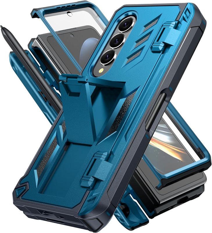 Photo 1 of for Samsung Galaxy Z-Fold-4 Case: Military Grade Hinge Protection S-Pen Holder Heavy Duty Shockproof 360 Full-Body Protective Phone Cover with Kickstand for Galaxy ZFold 4 5G 2022 (Blue)
Brand: ZKRO