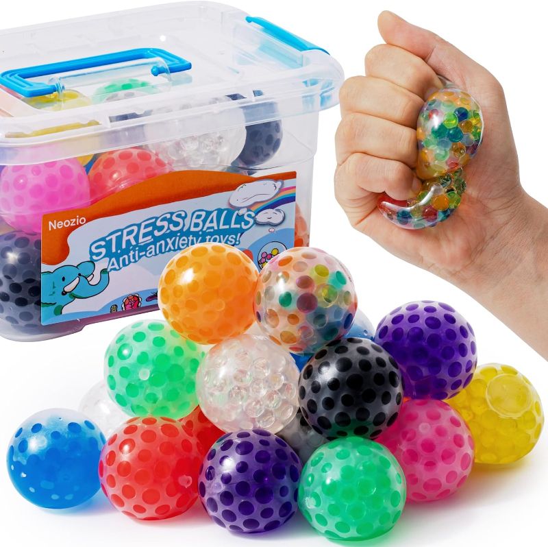 Photo 1 of 24Pack-Adult Stress Relief Spheres, Squishy Balls, Anxiety Relief Calming Tool - Fidget Stress Products for Autism & ADD/ADHD ( baseball)