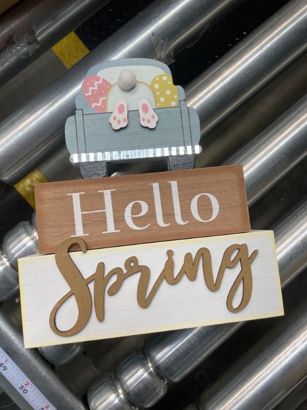 Photo 1 of 2 Pack Happy Easter Decorations Rabbit Truck Décor Spring Rustic Wooden Block Vintage Funny Bunny Home Décor Farmhouse Signs Gift for Garden Indoor Holiday