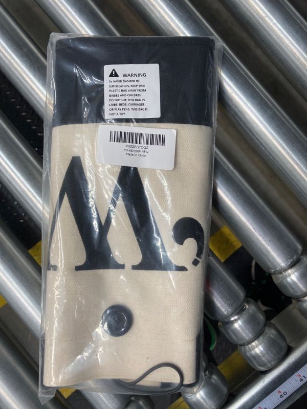 Photo 1 of Mud Pie Classic Black and White Initial Canvas Tote Bags (W), 100% Cotton, 17" x 19" x 2"