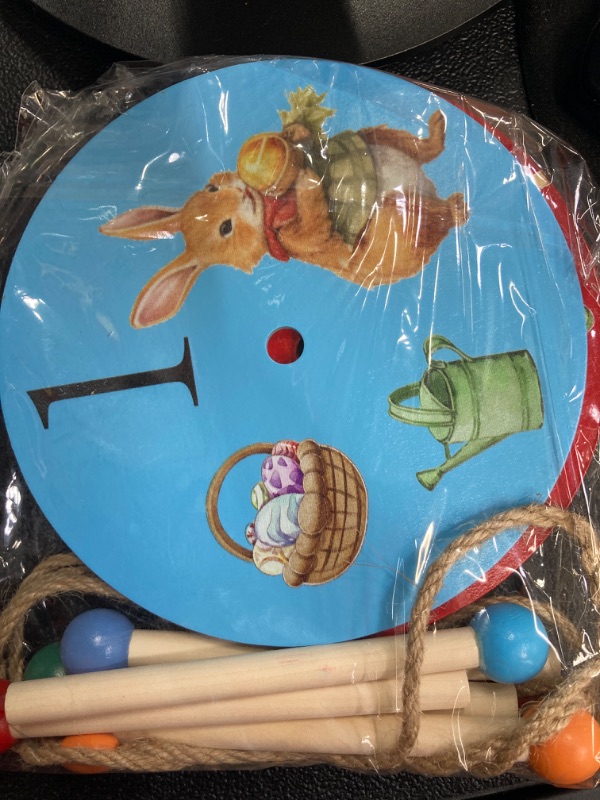 Photo 2 of 5 Set Easter Bunny Ring Toss Game for Kids Include 5 Pcs Animal Wood Bases 5 Pcs Targets Rods 10 Pcs Rope Rings for Easter Party Games Backyard Lawn Indoor Outdoor Activity Presents