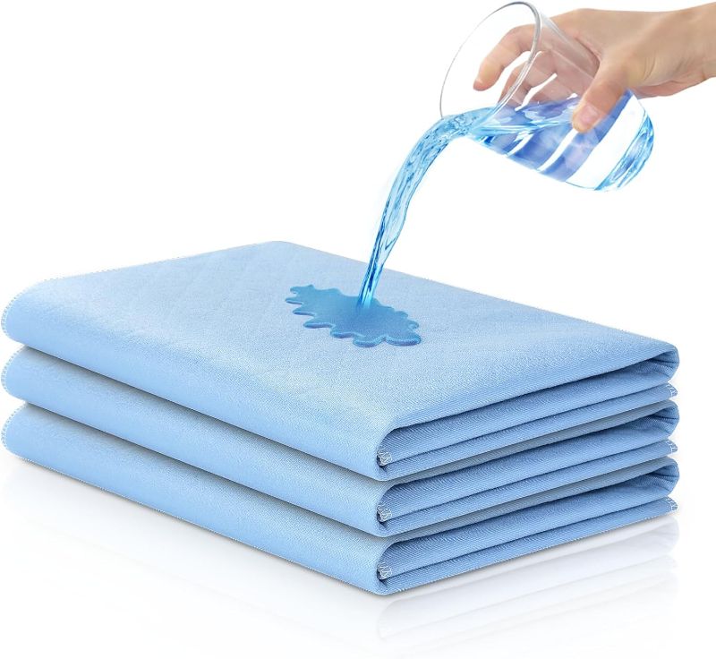 Photo 1 of Washable Incontinence Bed Pad,34"x36" (3Packs) Reusable Underpads,Waterproof 4-Layer Protection,Ultra Absorbent Machine Washable Bed Pad & Pee Pad for Elderly, Adults,Kids,Pets