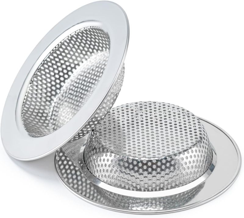 Photo 1 of 2 Pcs Sink Strainer for Most Kitchen Sink Drain Basket, Upgraded Double-Layer Safe Design Kitchen Sink Strainer (4.5 Inch)