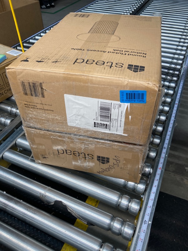 Photo 1 of Round Fluted Accent Side Table - Pedestal Drink Table - Modern Home, Bedroom, and Living Room Furniture - Small Wooden Round End Table with a Solid Oak Base and Wood Veneer Top (Natural Oak Finish) Natural Oak Round Fluted Accent Table