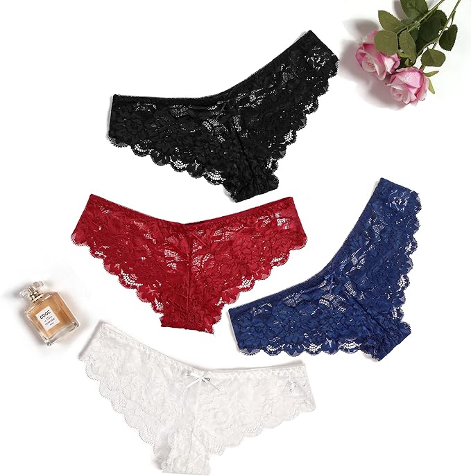 Photo 1 of Avidlove Women Floral Lace Panties Sexy Hipster Underwear V-Shape Waistband Tangas  4pack 